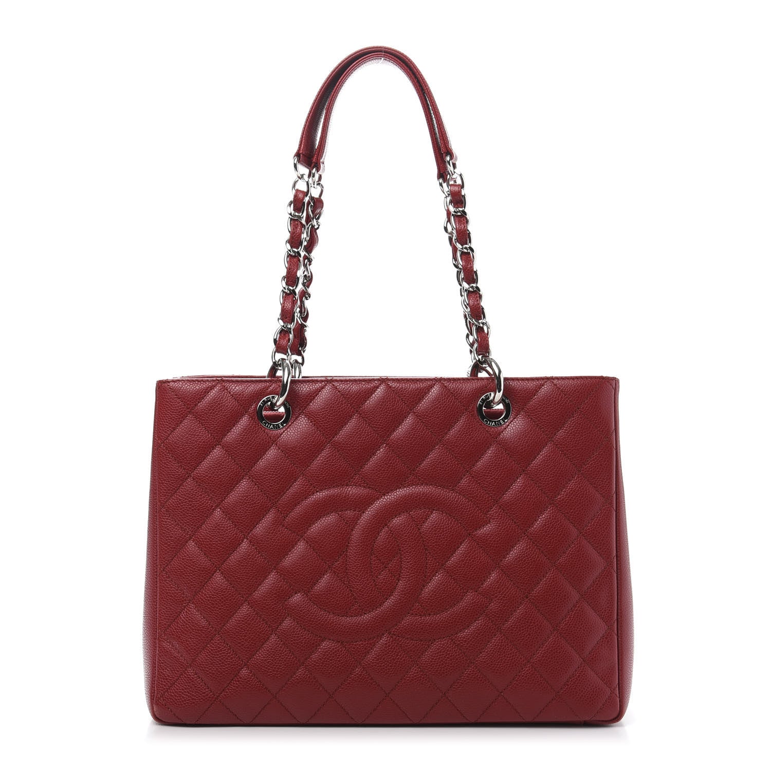 Chanel Caviar Quilted Grand Shopping Tote GST Red 1 of 12
