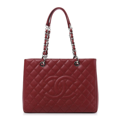 Chanel Caviar Quilted Grand Shopping Tote GST Red 1 of 12