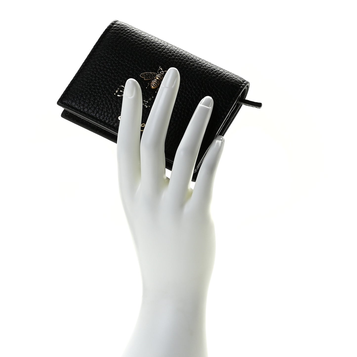 Pebbled Calfskin Animalier Card Case Black