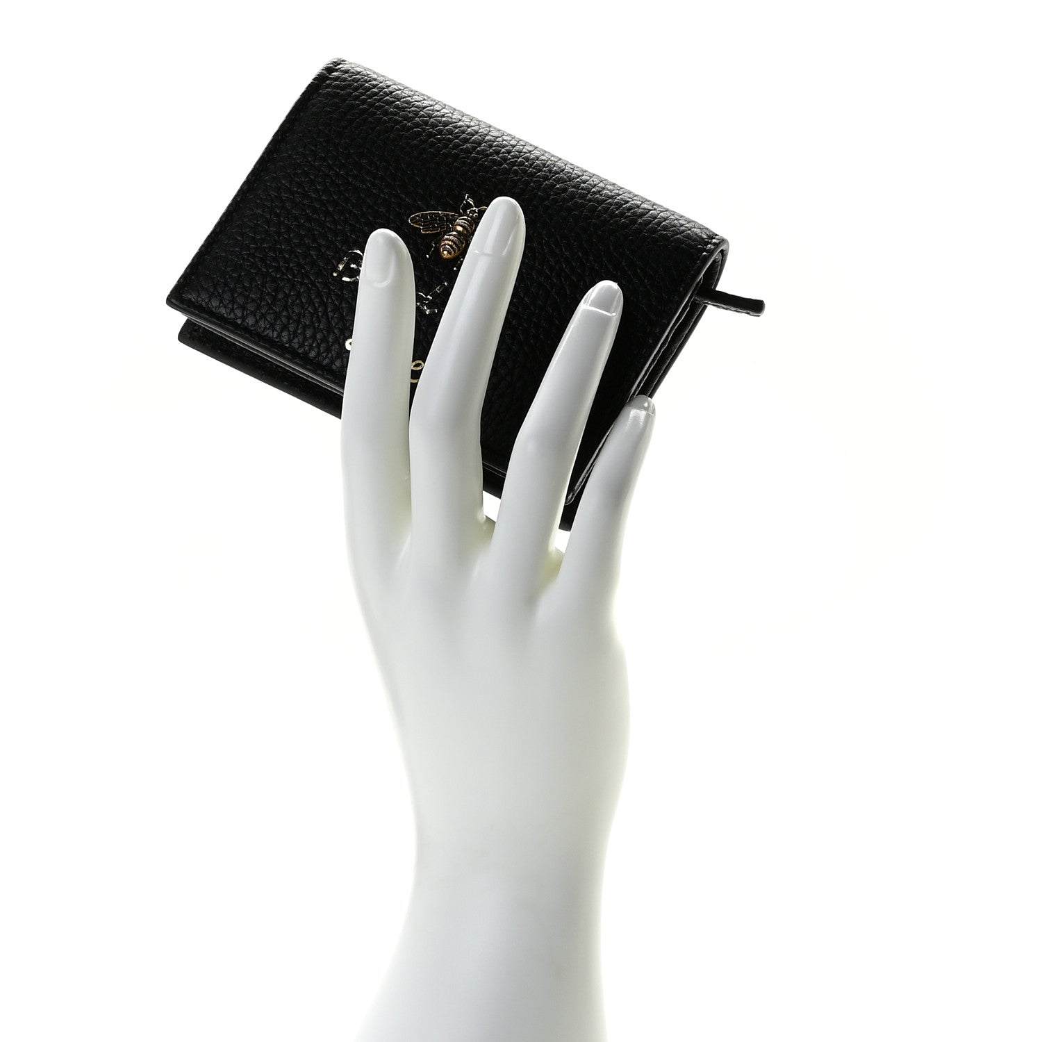 Gucci Pebbled Calfskin Animalier Card Case Black 17 of 20