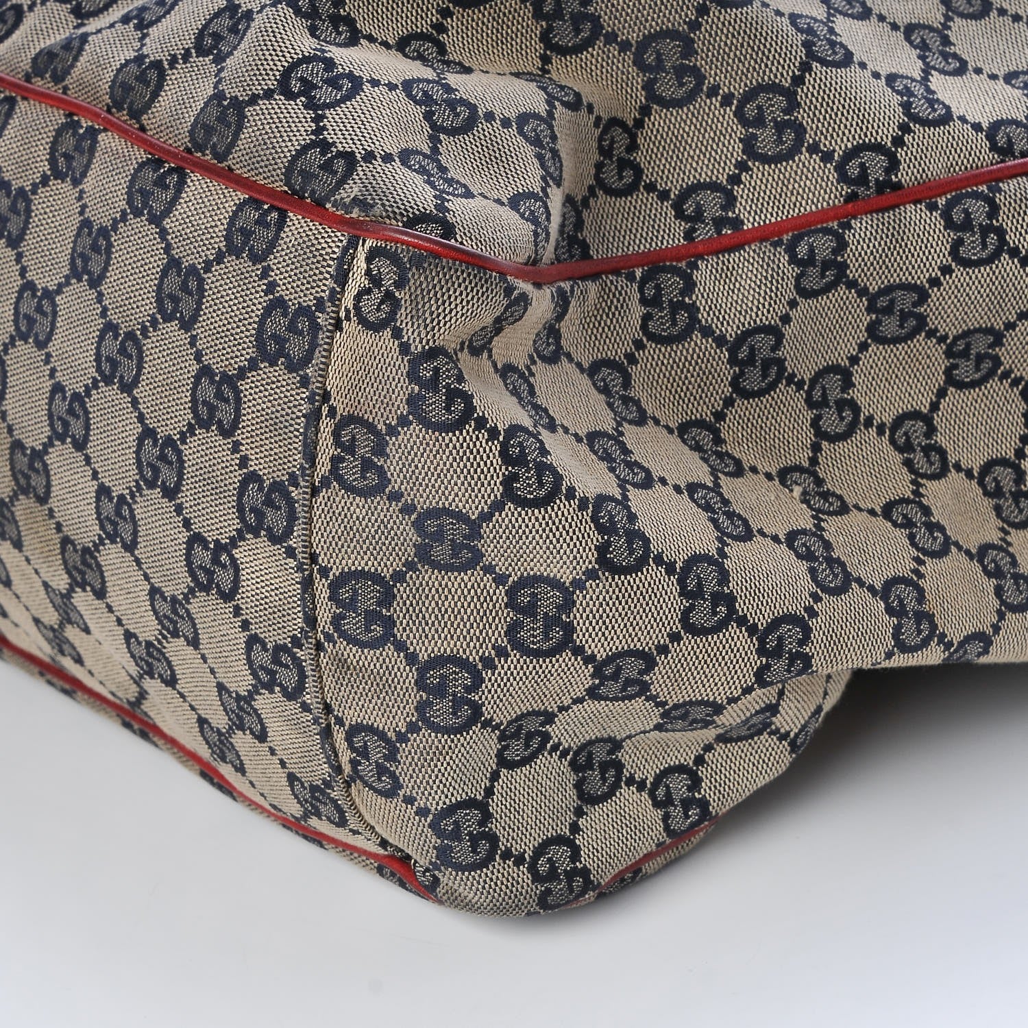 Gucci Monogram Large Positano Tote Navy Red 17 of 17