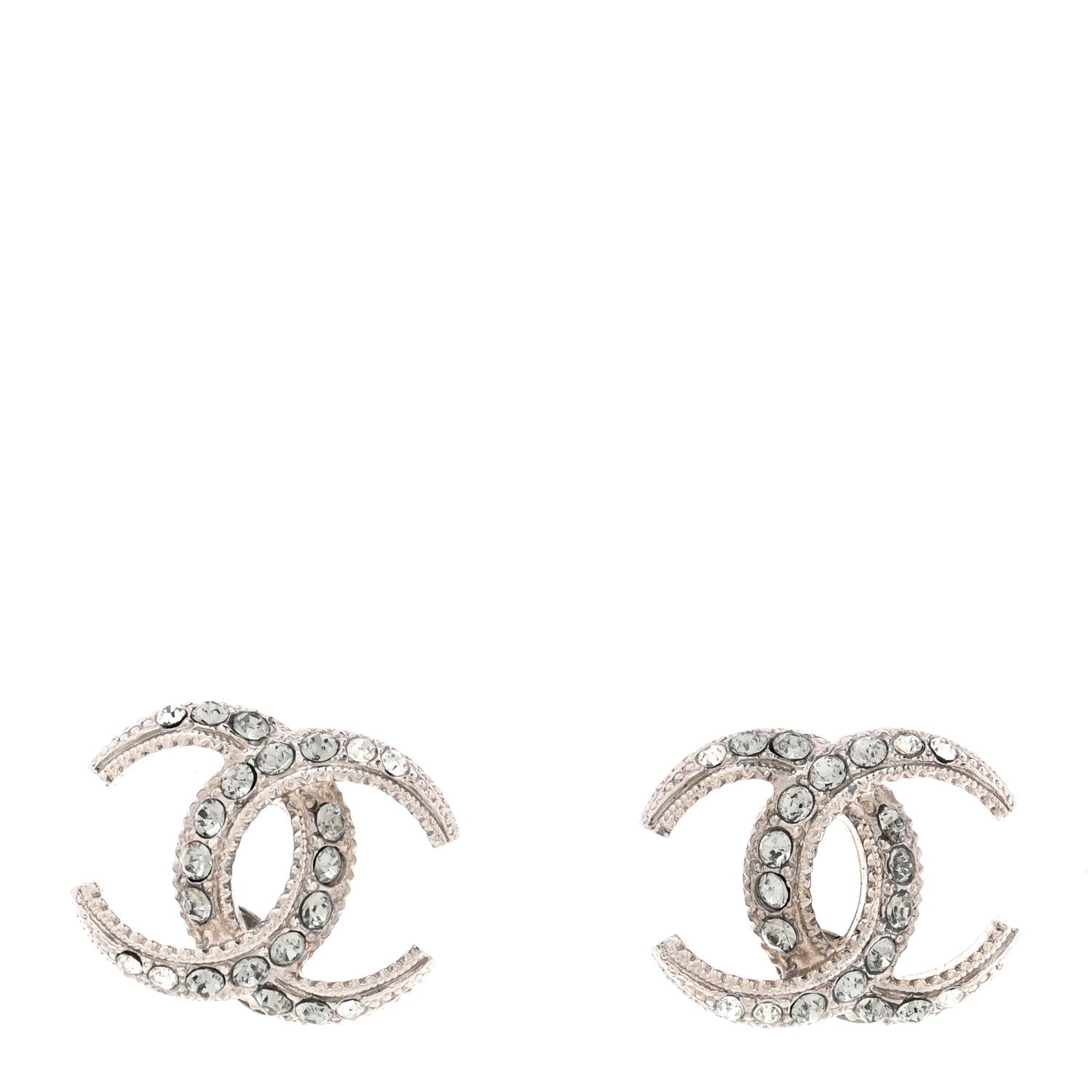 Chanel Crystal CC Earrings Silver 1 of 5