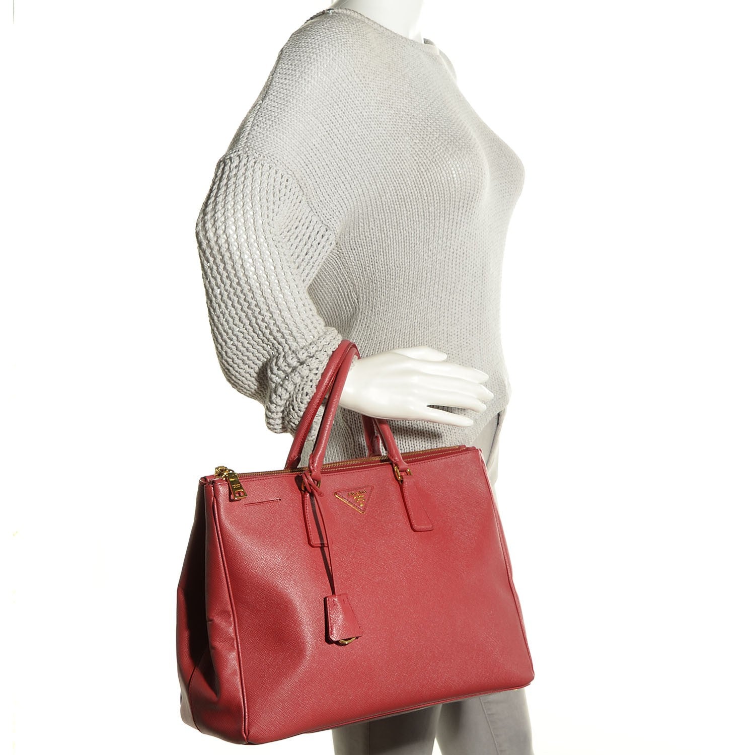 Prada Saffiano Large Galleria Double Zip Tote Fuoco 2 of 10