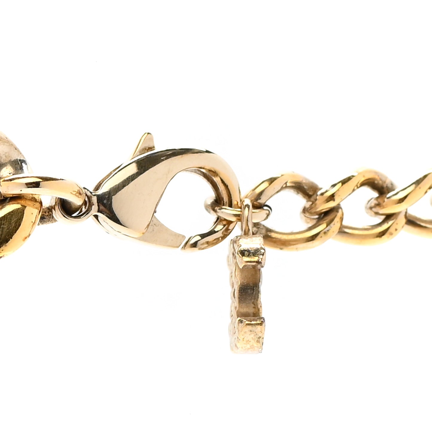 Baguette Crystal Quilted CC Chain Choker Necklace Gold