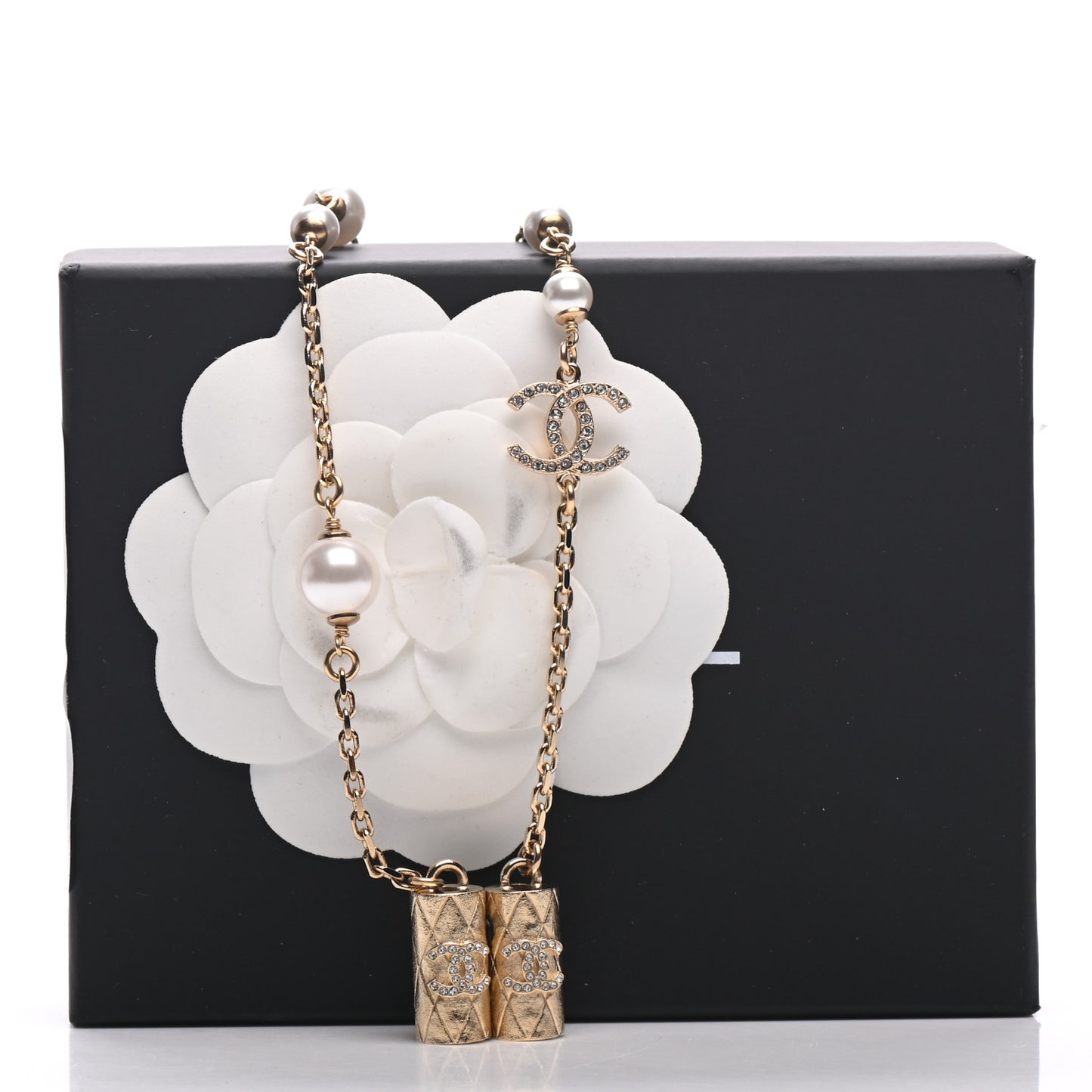 Crystal Pearl Airpod Necklace Gold