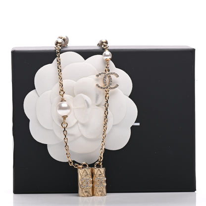 Chanel Crystal Pearl Airpod Necklace Gold 6 of 6