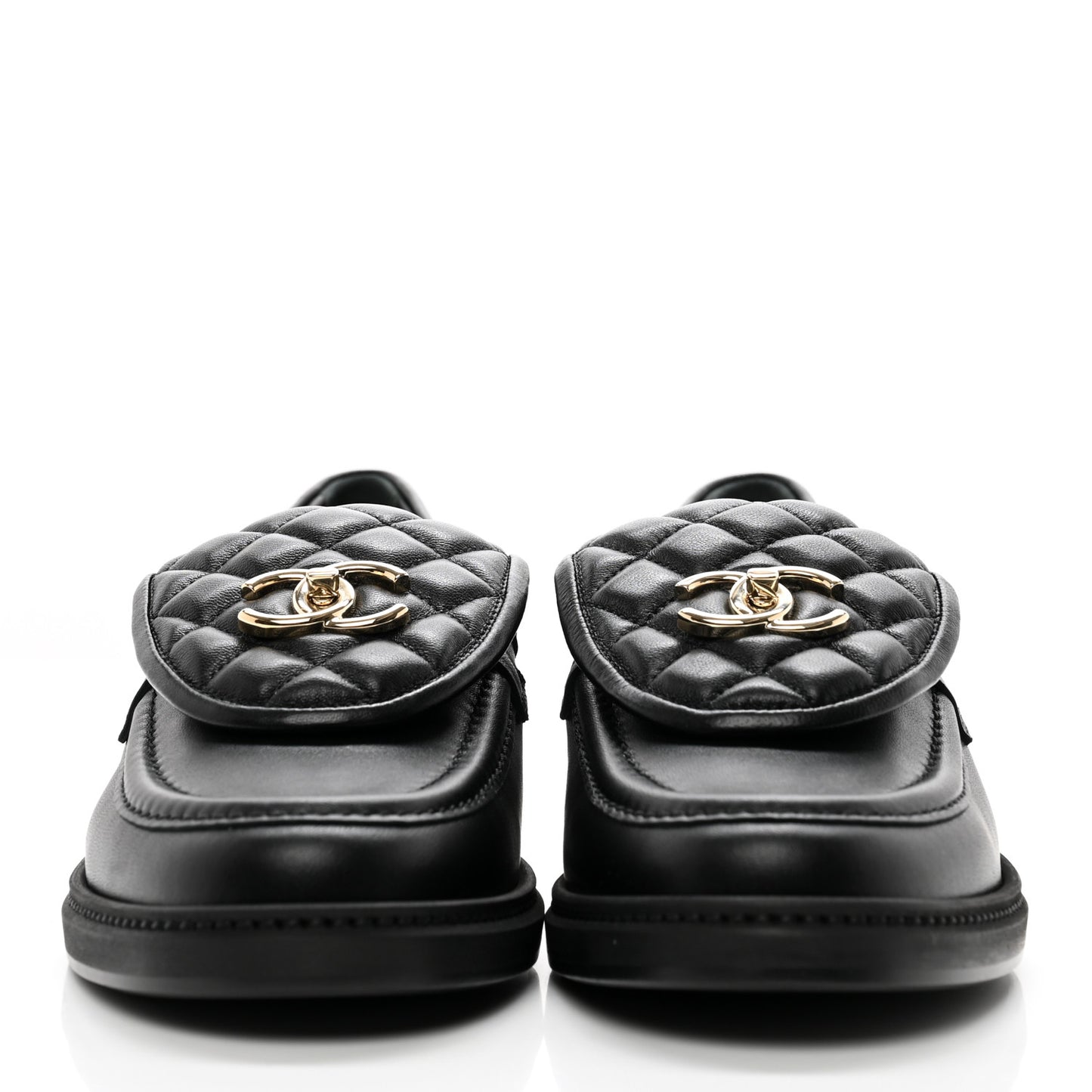 Lambskin Quilted CC Turnlock Loafers 40.5 Black