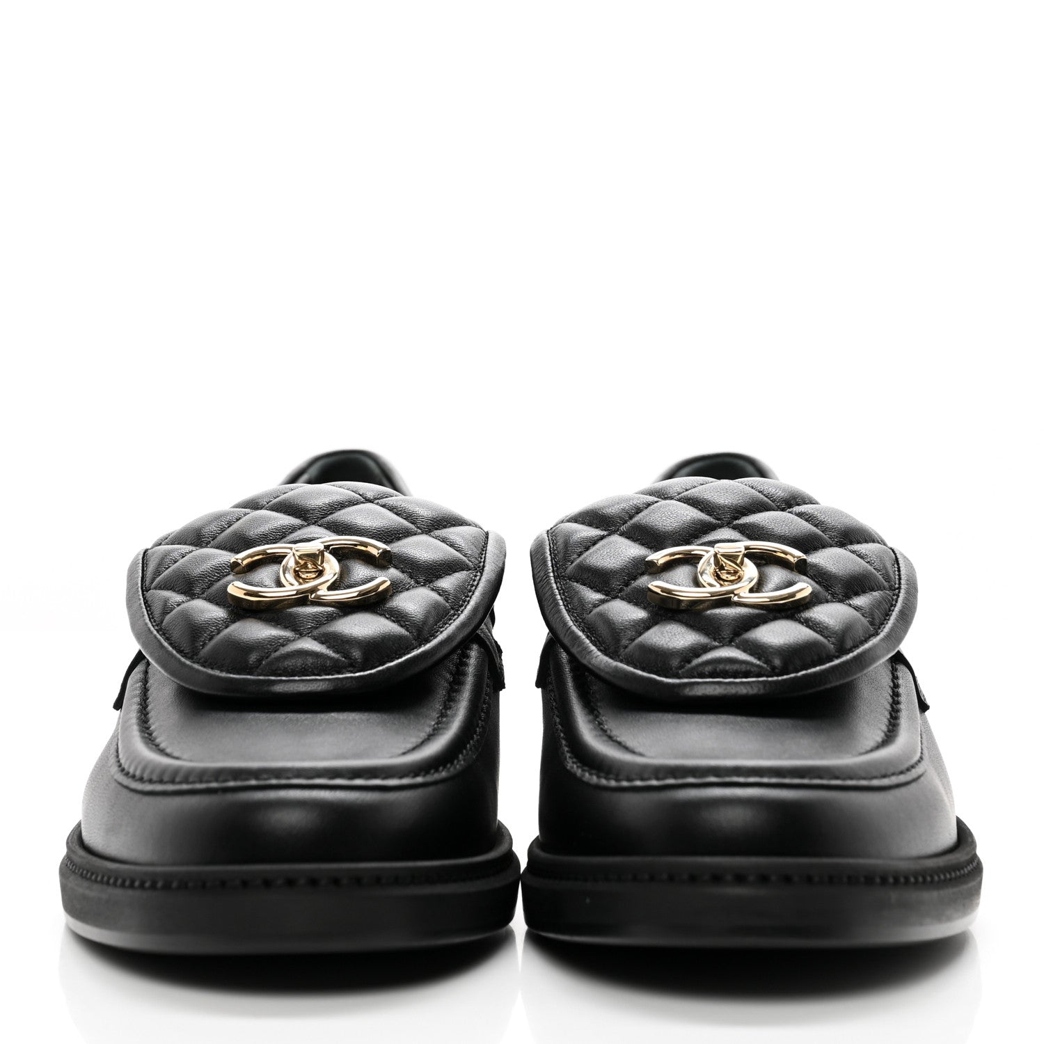 Chanel Lambskin Quilted CC Turnlock Loafers 40.5 Black 2 of 11