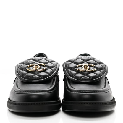 Chanel Lambskin Quilted CC Turnlock Loafers 40.5 Black 2 of 11