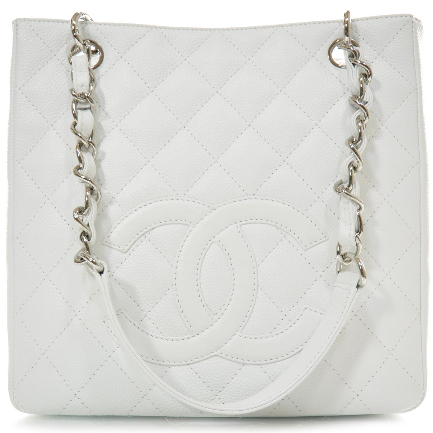 Caviar Petit Shopping Tote PST White