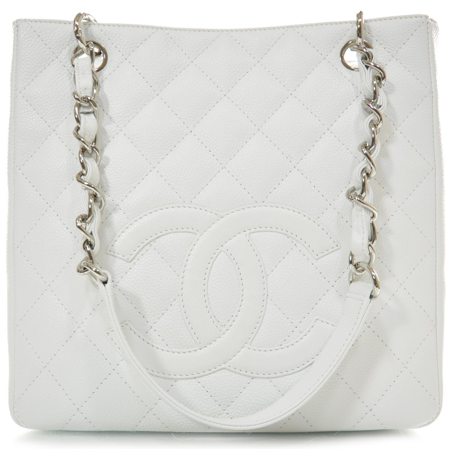 Chanel Caviar Petit Shopping Tote PST White 1 of 10