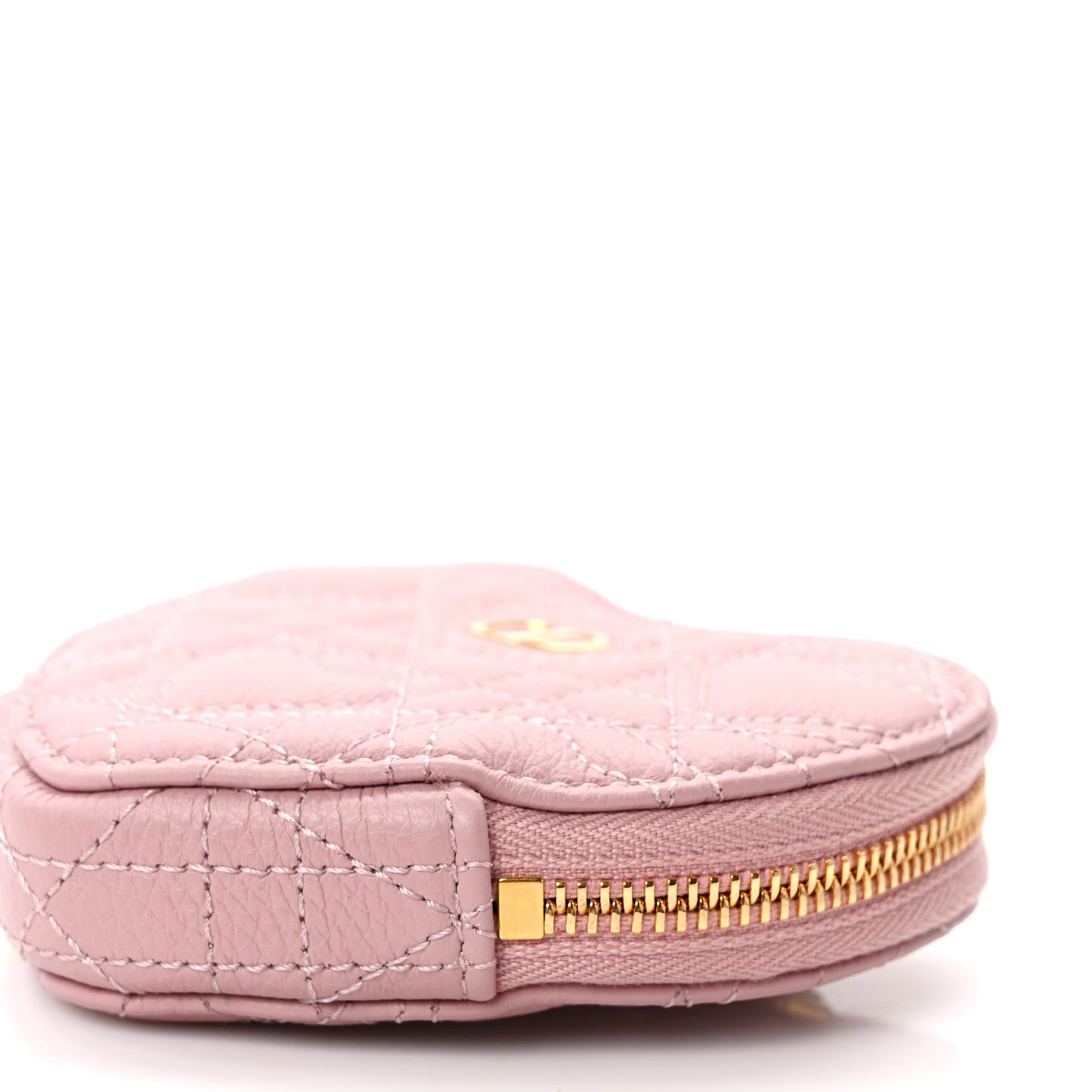 Calfskin Cannage Dioramour Caro Heart Pouch With Chain Old Rose