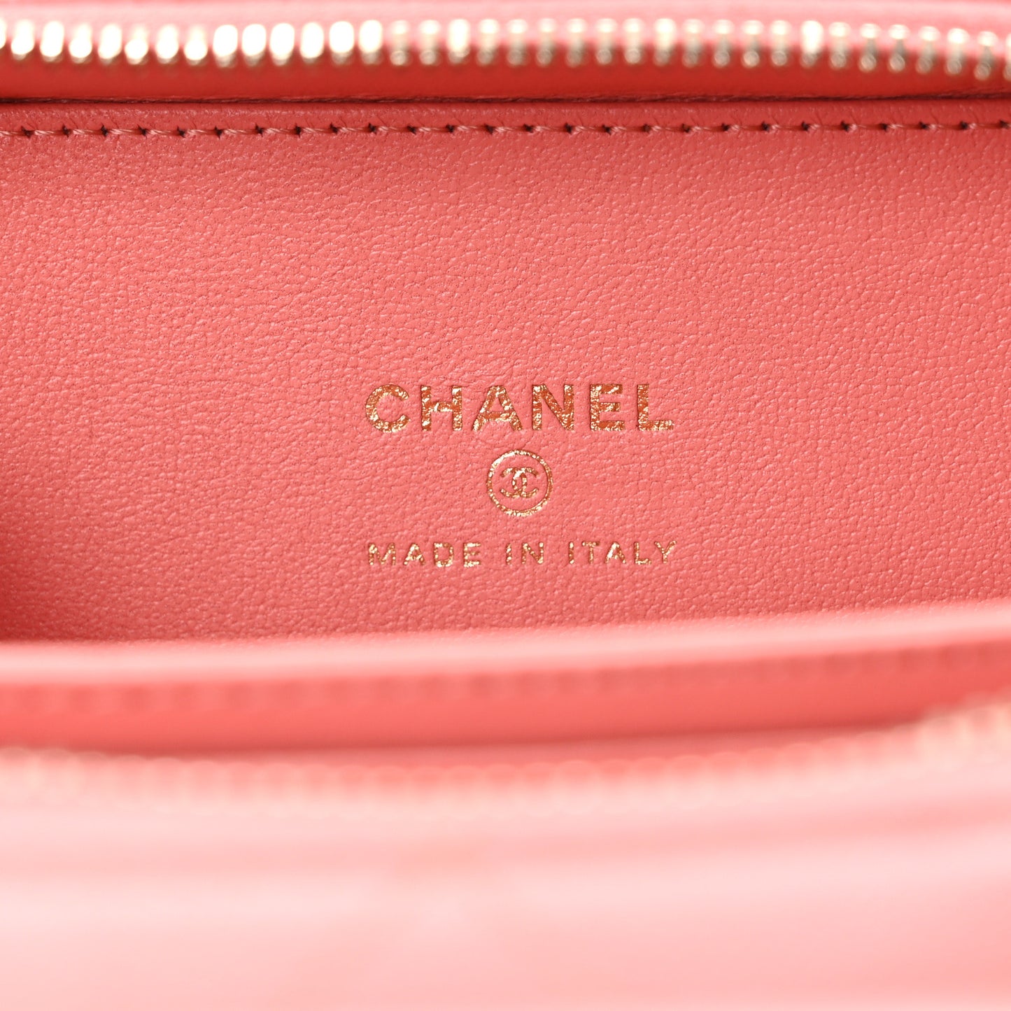 Lambskin Quilted Top Handle Mini Vanity Case Pink