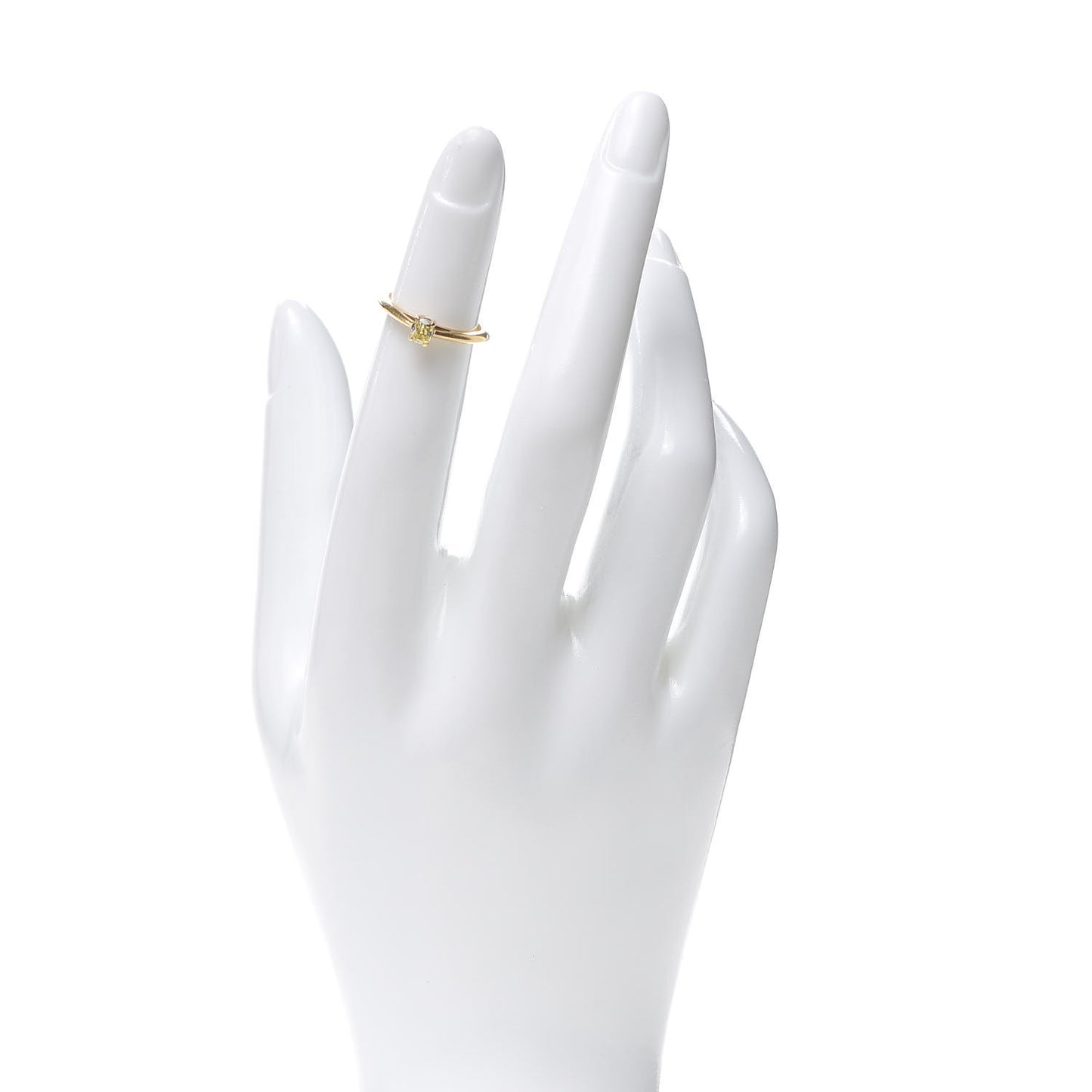 18K Yellow Gold Yellow Diamond .20ct Solitaire Cushion Cut Engagement Ring 45 3.25