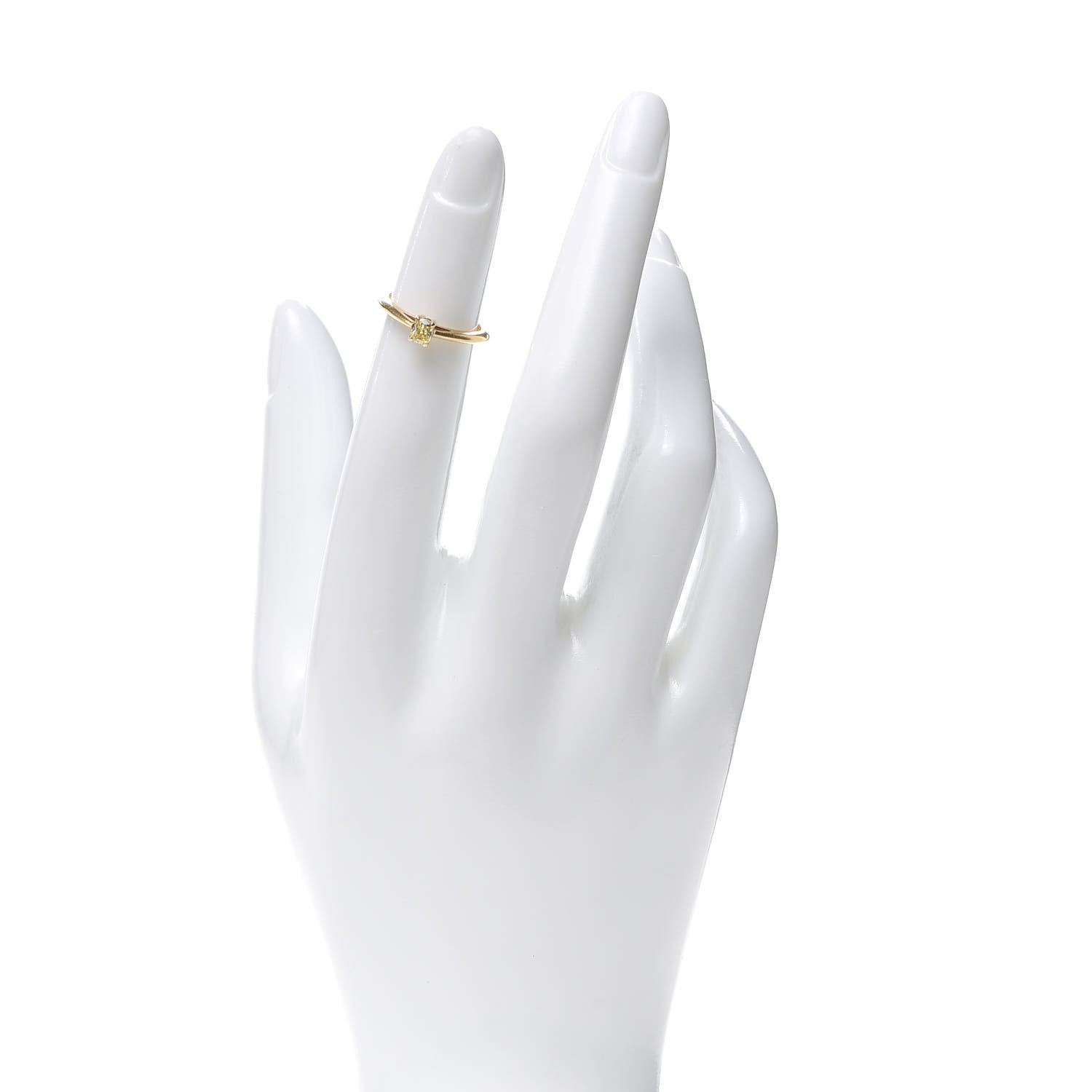 Tiffany 18K Yellow Gold Yellow Diamond .20ct Solitaire Cushion Cut Engagement Ring 45 3.25 2 of 6