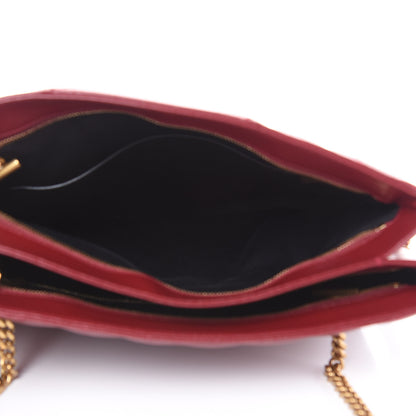 Saint Laurent Grain de Poudre Matelasse Chevron Medium Tribeca Shopping Bag Garnet 7 of 12