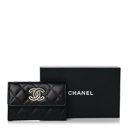 Chanel Caviar Quilted Crystal CC Flap Card Holder Black 11 of 11