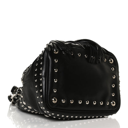 Prada Soft Calf Studded Bucket Bag Black 4 of 14