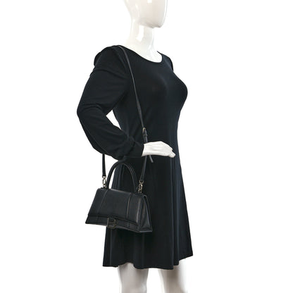 Balenciaga Grained Calfskin Small Hourglass Top Handle Bag Black 2 of 10