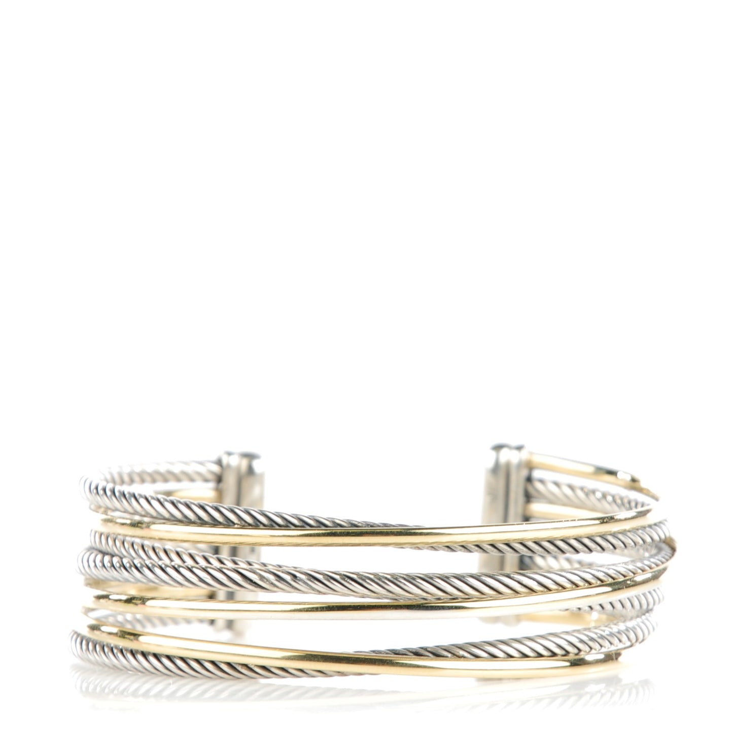 Sterling Silver 18K Yellow Gold Crossover Cuff