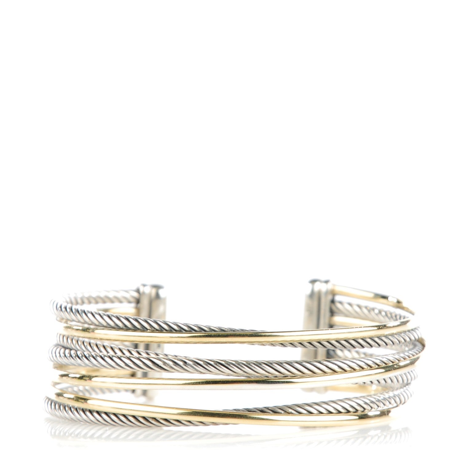 David Yurman Sterling Silver 18K Yellow Gold Crossover Cuff 1 of 5