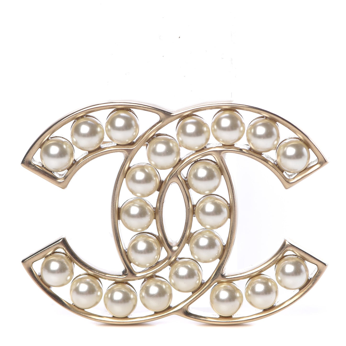 Pearl CC Brooch Gold
