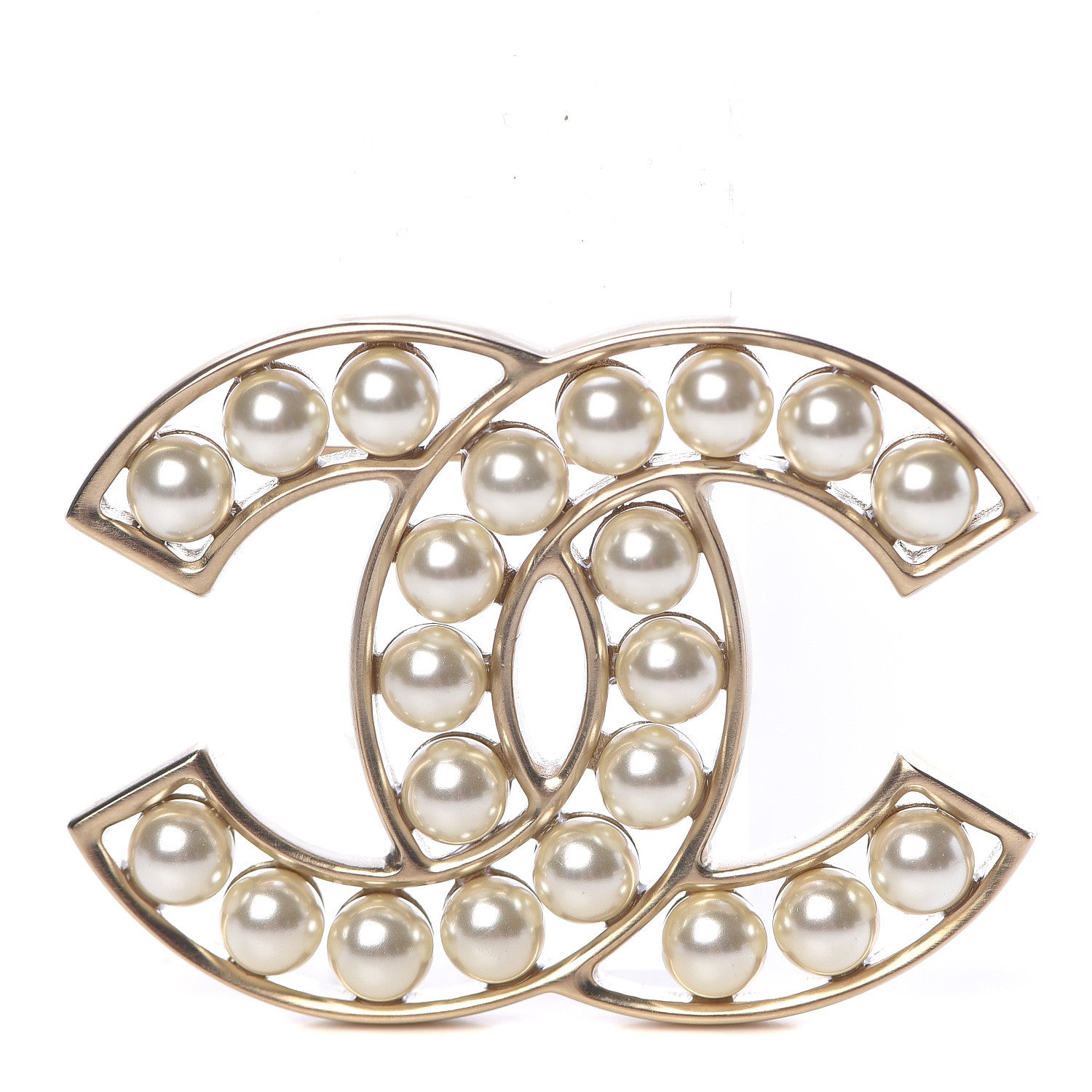 Chanel Pearl CC Brooch Gold 1 of 3