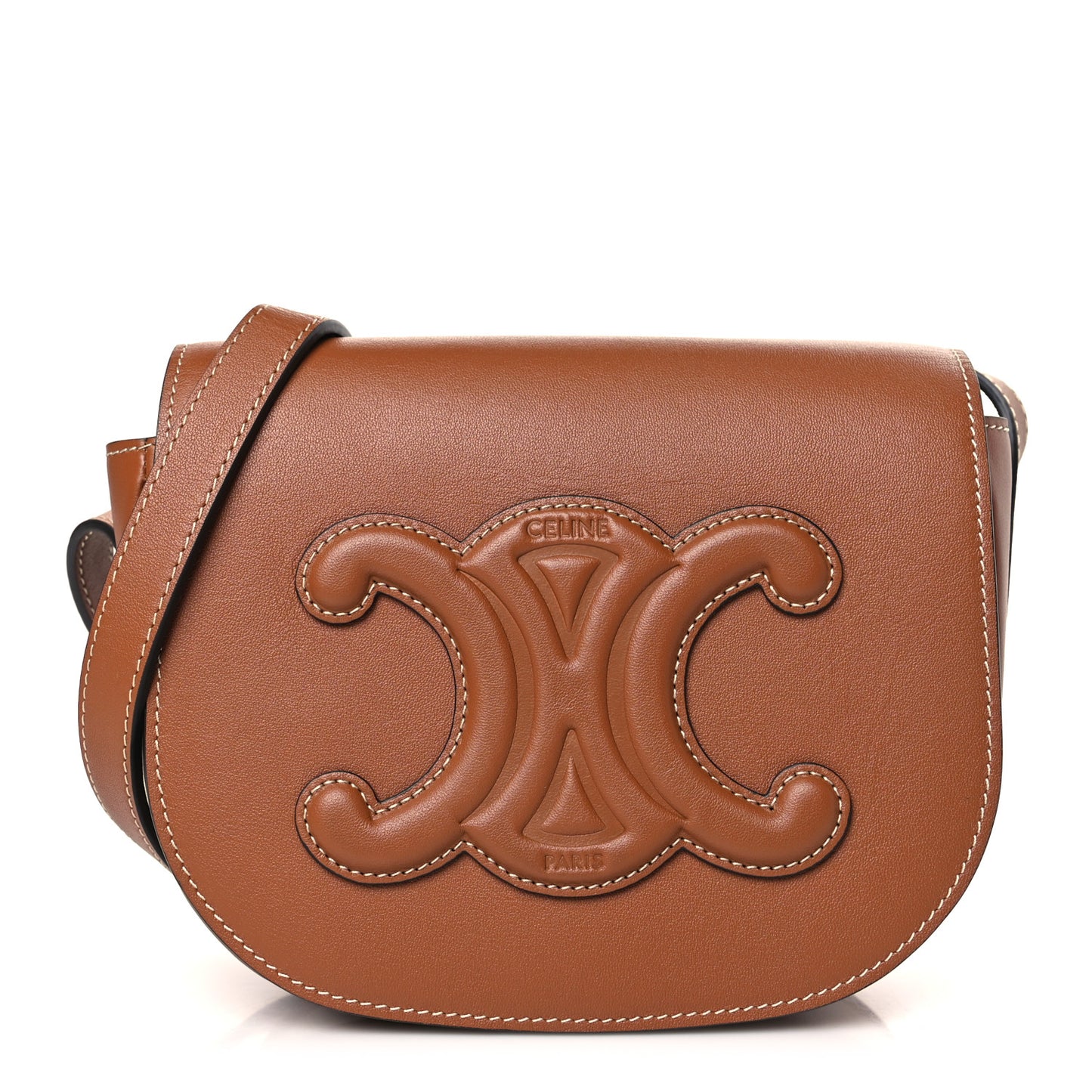 Smooth Calfskin Cuir Triomphe Folco Crossbody Bag Tan