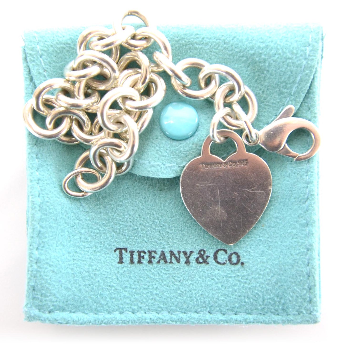 Sterling Silver Heart Tag Charm Bracelet