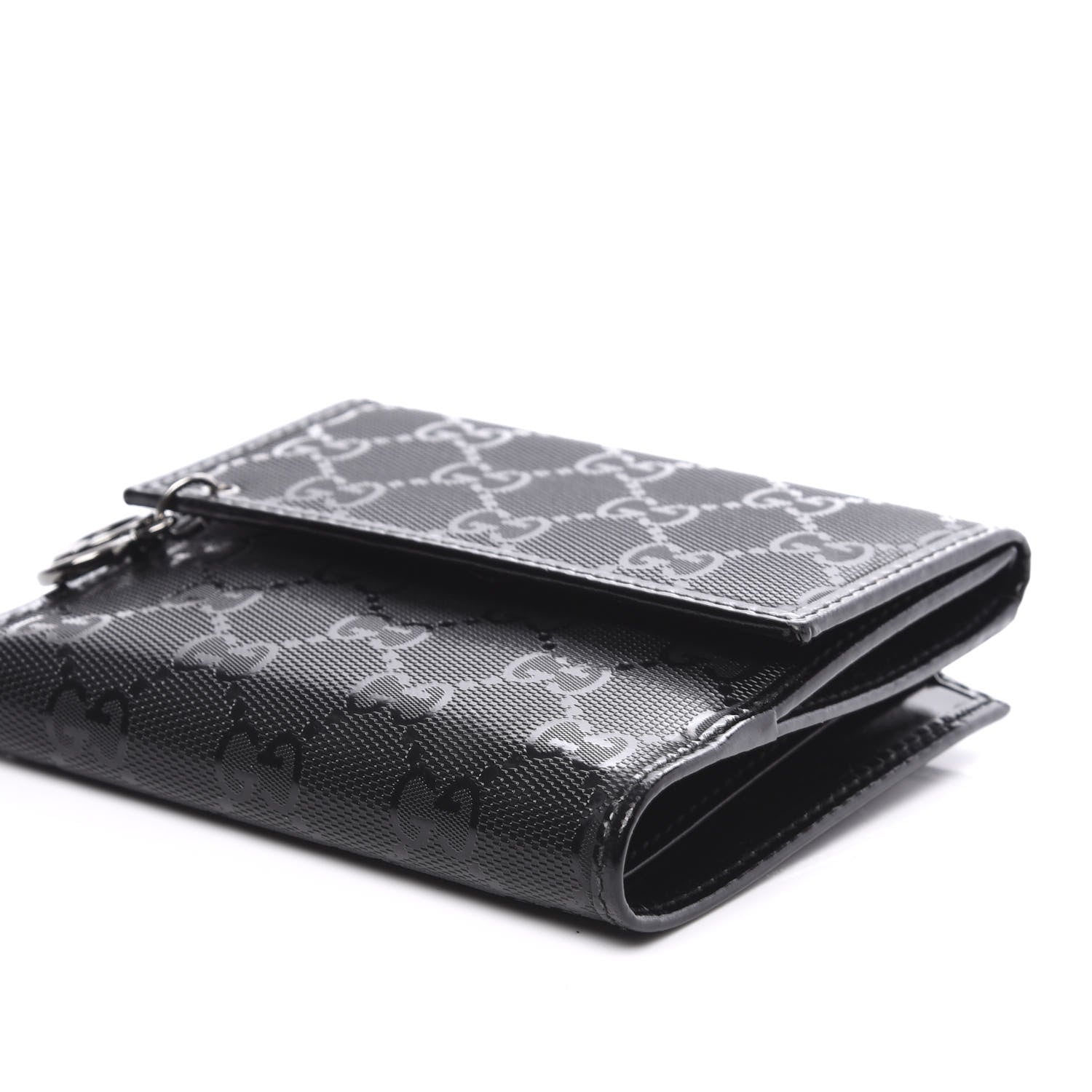 Gucci Imprime Monogram GG Pierce French Flap Wallet Black 6 of 10