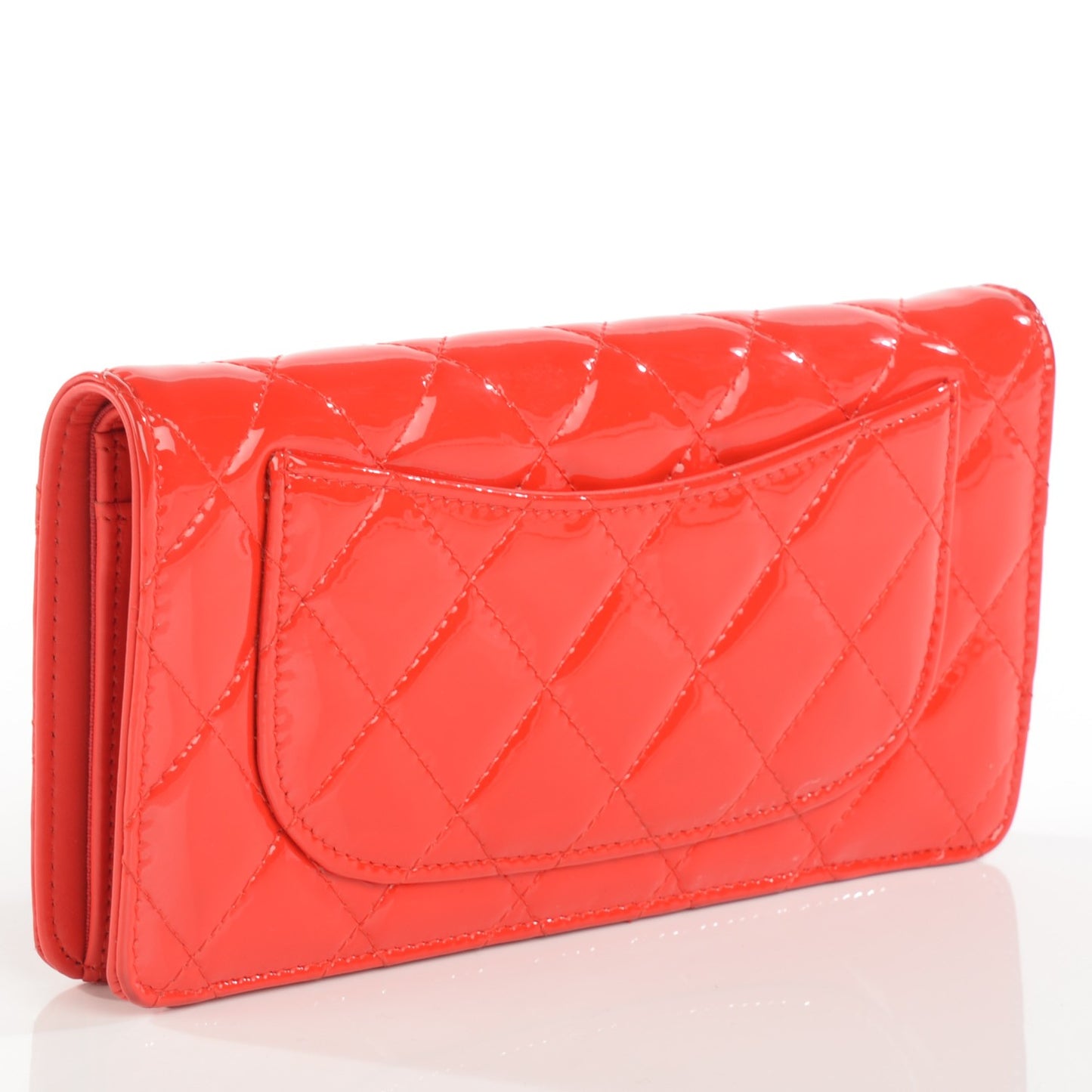 Patent Calfskin Quilted Yen Wallet Red