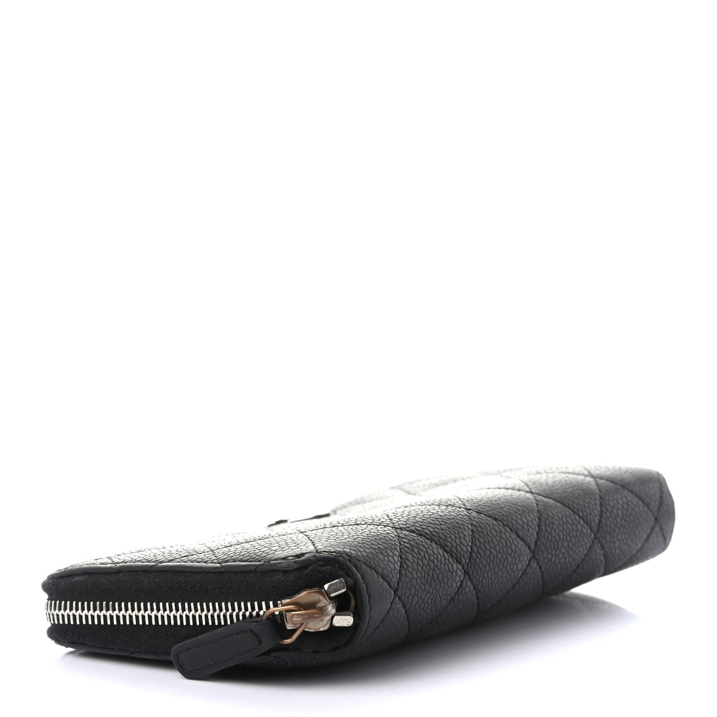 Caviar Quilted Large Gusset Zip Around Wallet Black