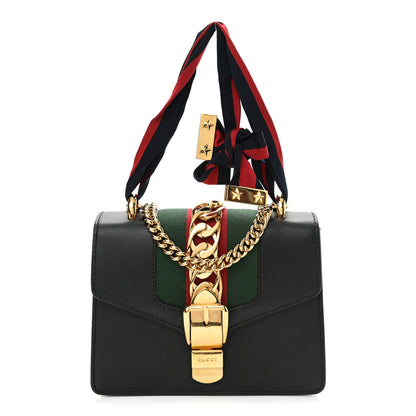 Gucci Calfskin Mini Sylvie Chain Shoulder Bag Black 1 of 14