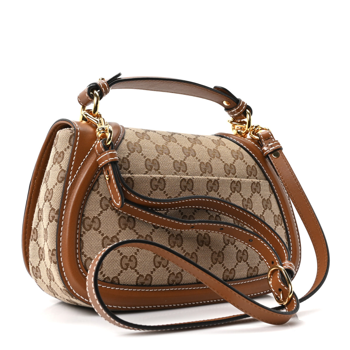 Gucci GG Monogram Calfskin Medium Blondie Top Handle Bag Beige Dark Brown 3 of 10