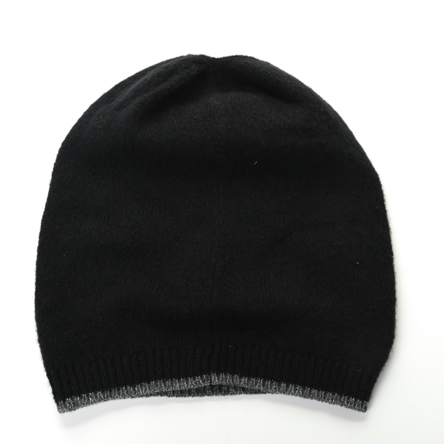 Chanel Cashmere CC Beanie Hat Black Grey 2 of 3