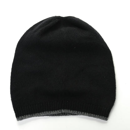 Chanel Cashmere CC Beanie Hat Black Grey 2 of 3