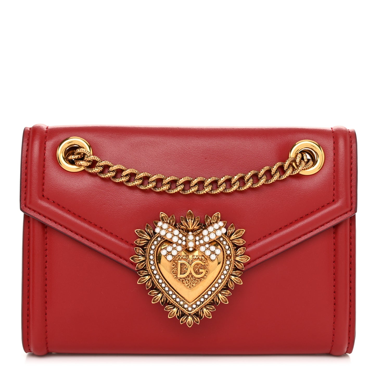 Smooth Calfskin Mini Devotion Crossbody Bag Poppy Red