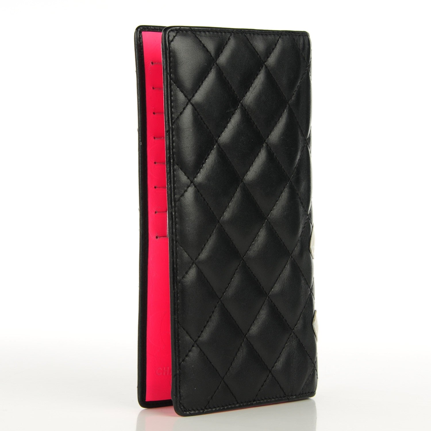 Chanel Calfskin Quilted Cambon Yen Wallet Black White 3 of 8