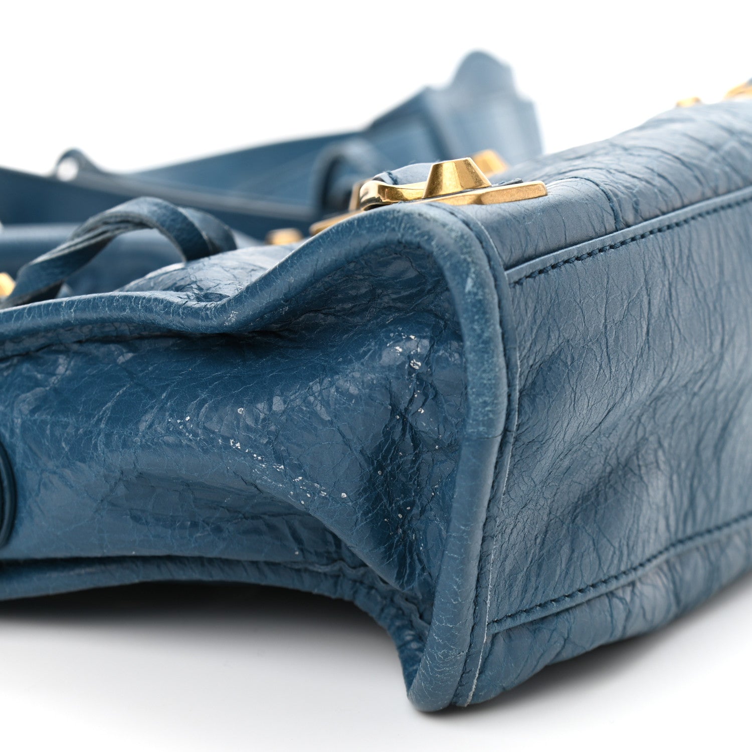 Balenciaga Chevre Gold Metallic Edge Hardware Mini City Blue Profond 12 of 12