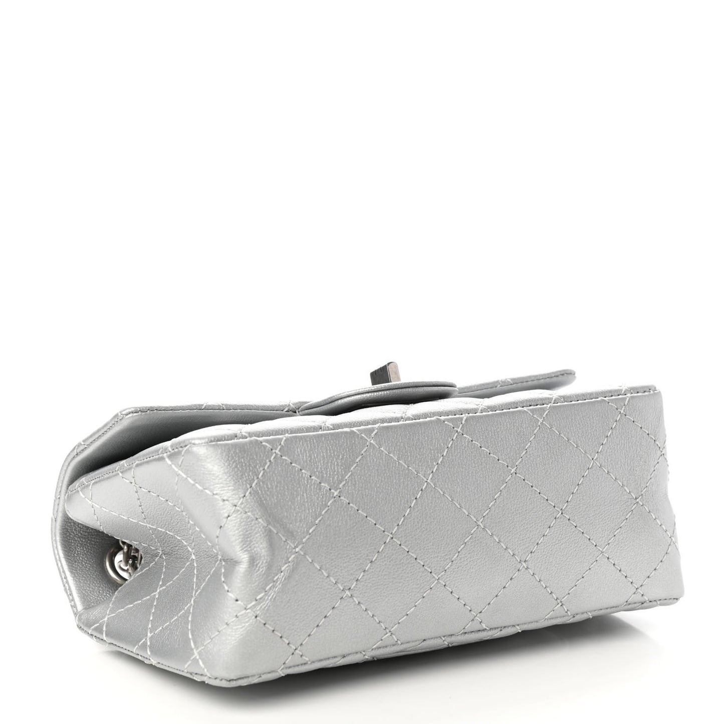 Metallic Grained Calfskin Quilted 2.55 Reissue Mini Flap Silver
