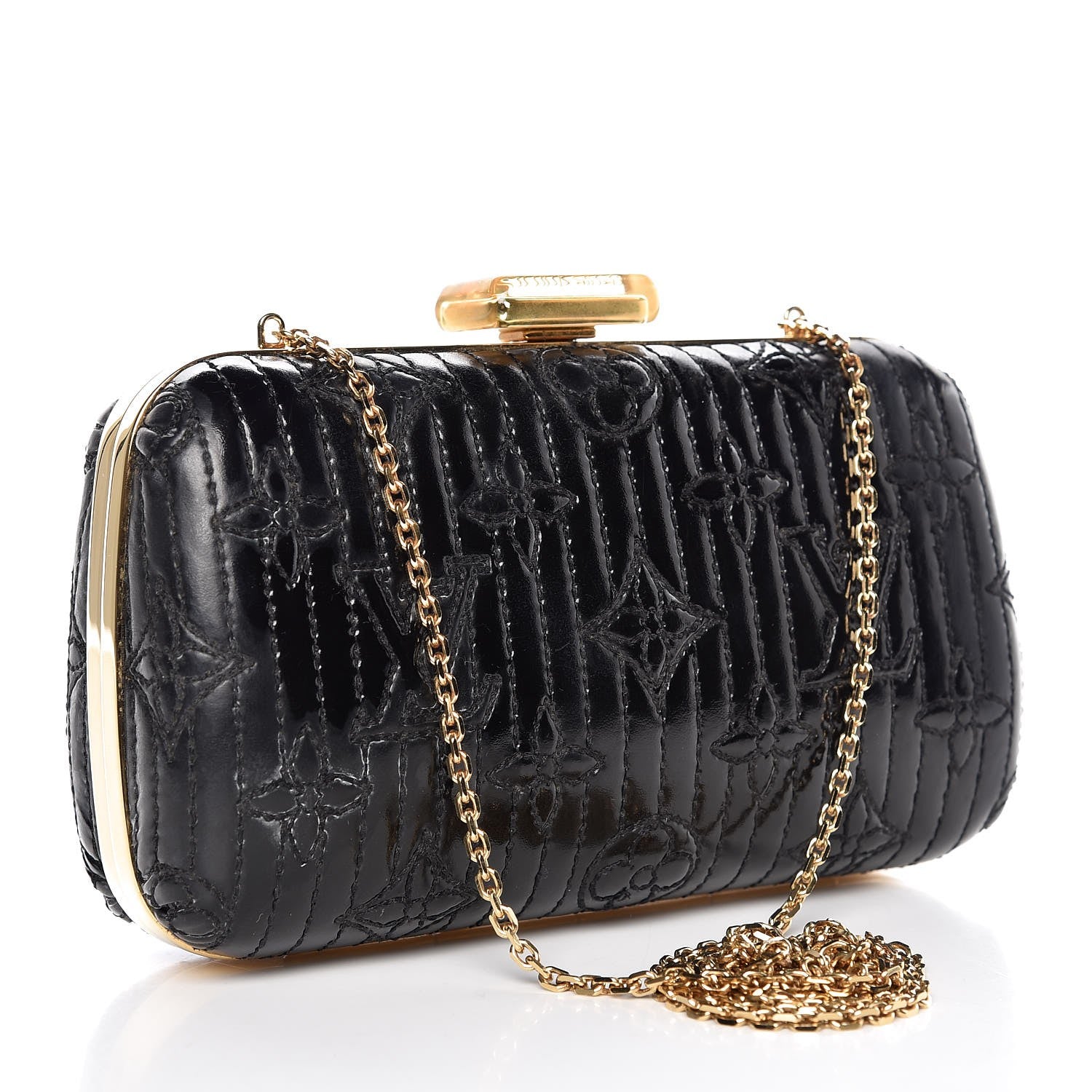 Louis Vuitton Vernis Monogram Motard Minaudiere Clutch Black 3 of 9