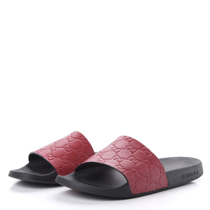 Gucci Guccissima Signature Womens Slide Sandals 39 Hibiscus Red 3 of 9