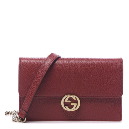 Gucci Dollar Calfskin Interlocking G Chain Wallet Red 1 of 12