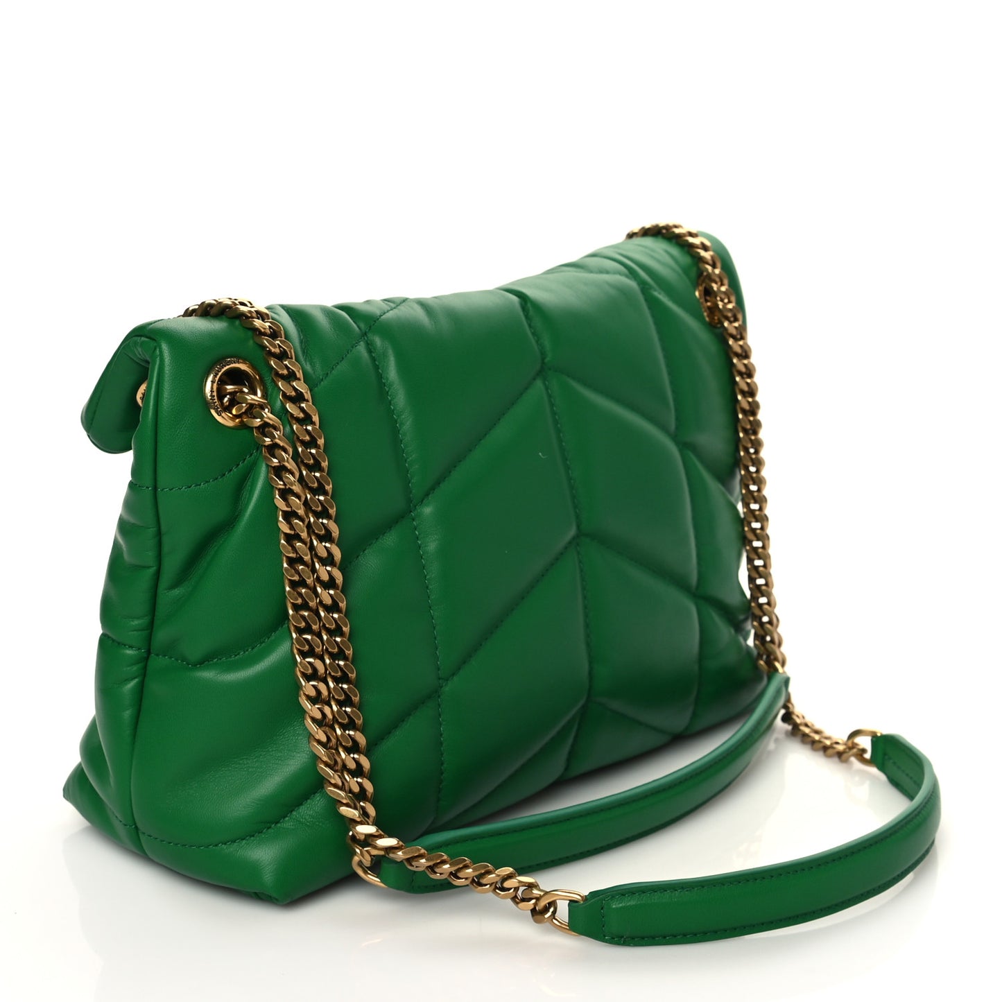 Lambskin Quilted Small Loulou Puffer Monogram Chain Satchel New Vert