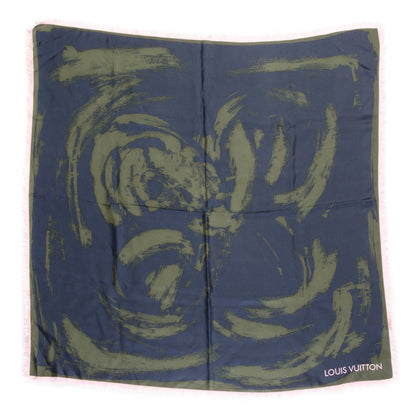 Louis Vuitton Silk Arty Flower Scarf Marine 2 of 5