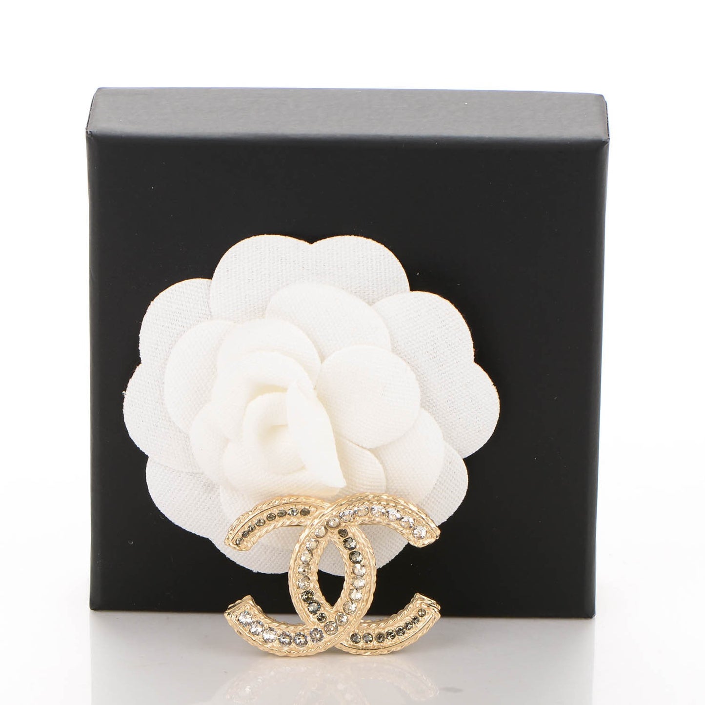 Crystal CC Brooch Light Gold