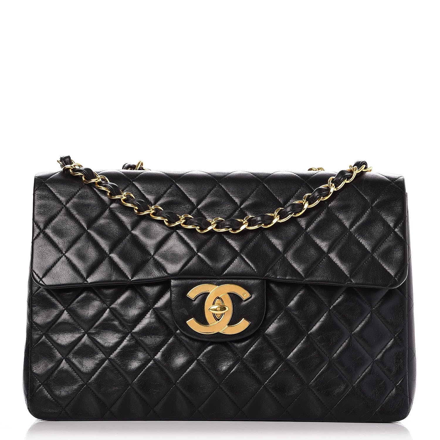 Chanel Lambskin Quilted Jumbo Single Flap Black 1 of 9