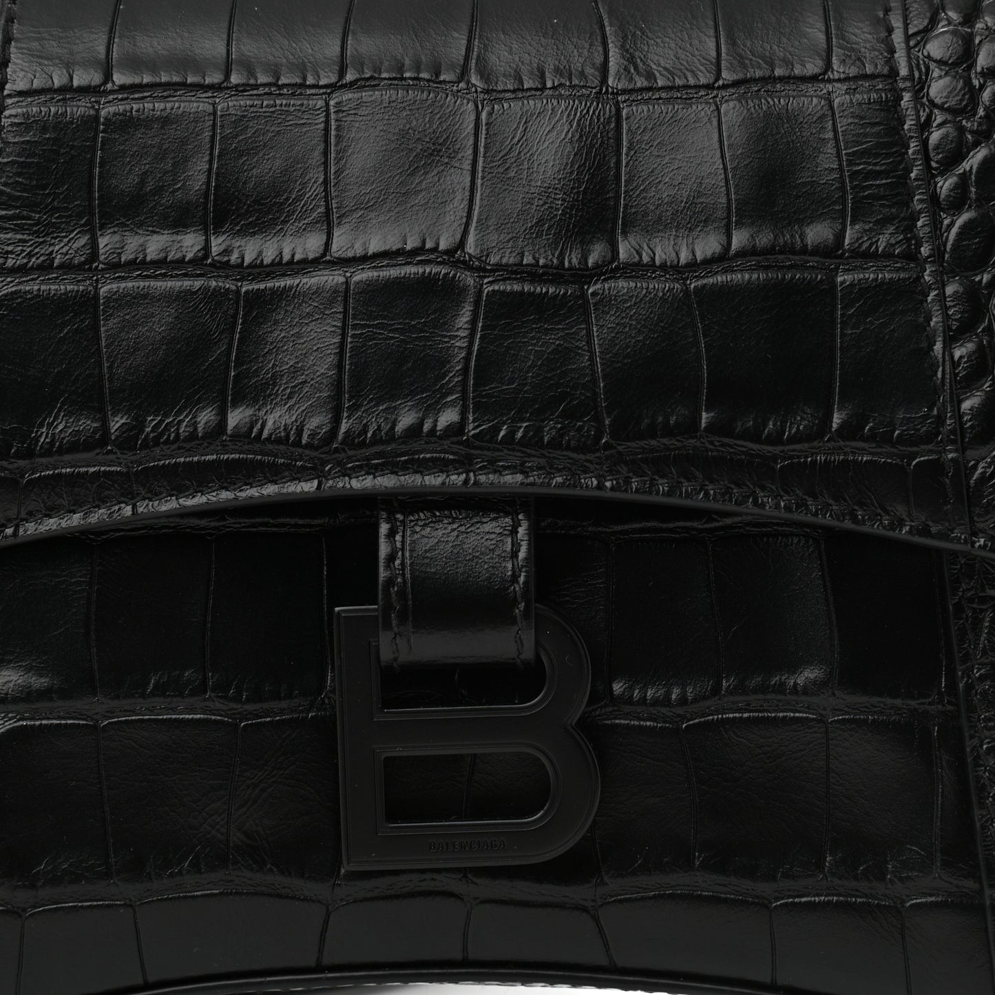 Extra Supple Calfskin Crocodile Embossed Monochrome XS Downtown Shoulder Bag Black