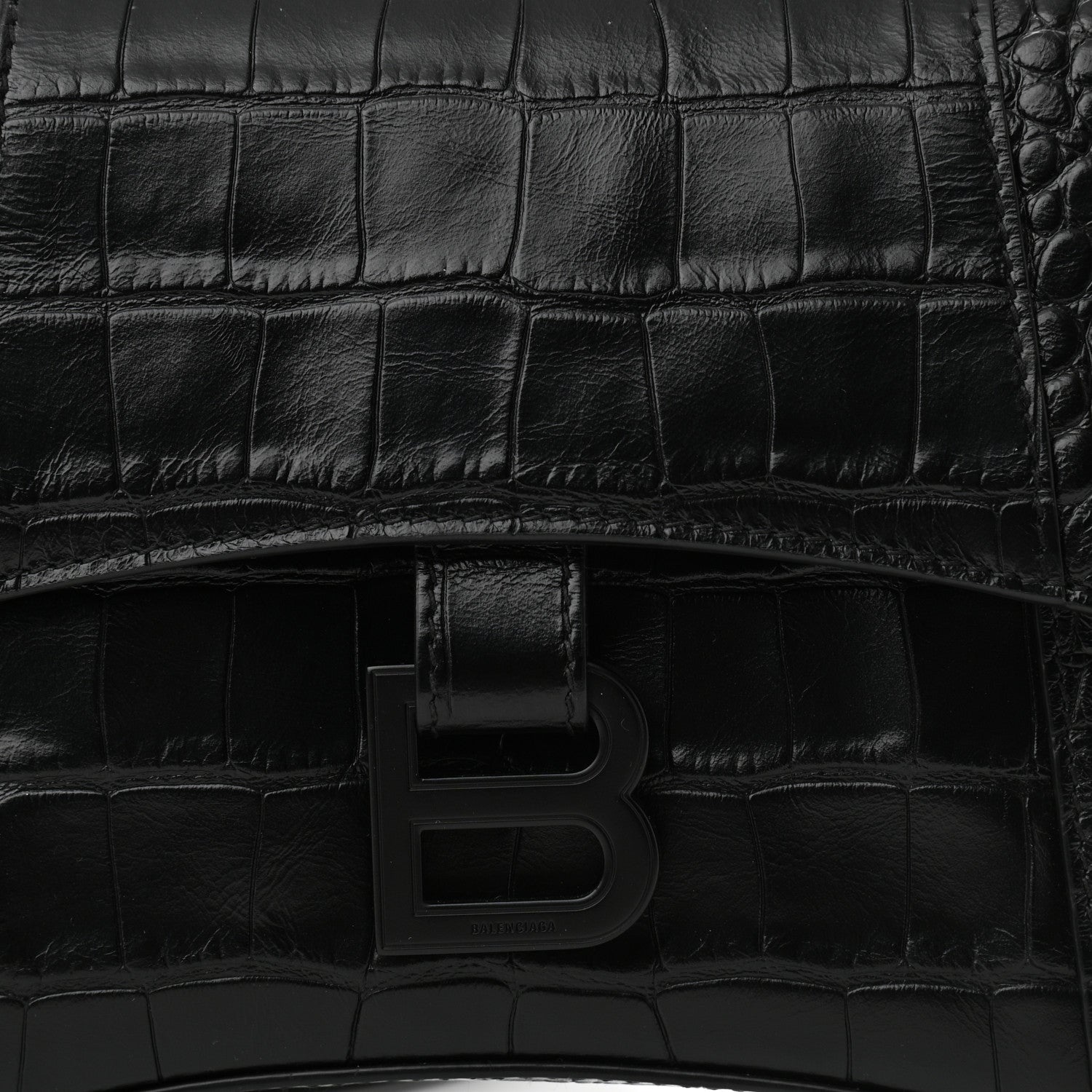 Balenciaga Extra Supple Calfskin Crocodile Embossed Monochrome XS Downtown Shoulder Bag Black 6 of 9