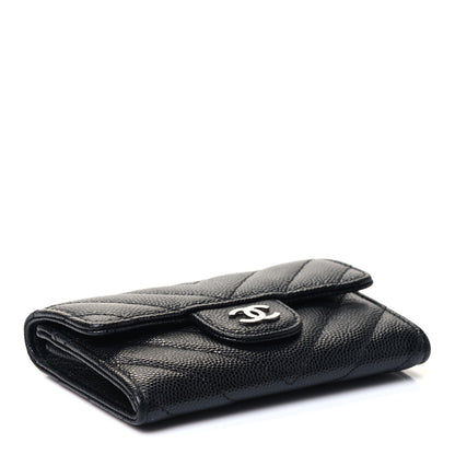 Chanel Caviar Chevron Quilted Flap Card Holder Black 5 of 13